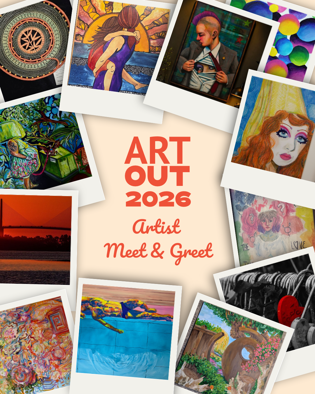 ArtOUT 2026 Artist Meet & Greet — collage of submitted artwork